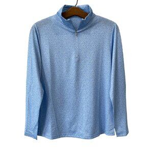 Seabreeze Long Sleeve Quarter Zip Shirt Women M Blue Printed Golf Athleisure NEW